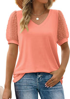 Women's V-Neck Puff Sleeve Top – Feminine Summer