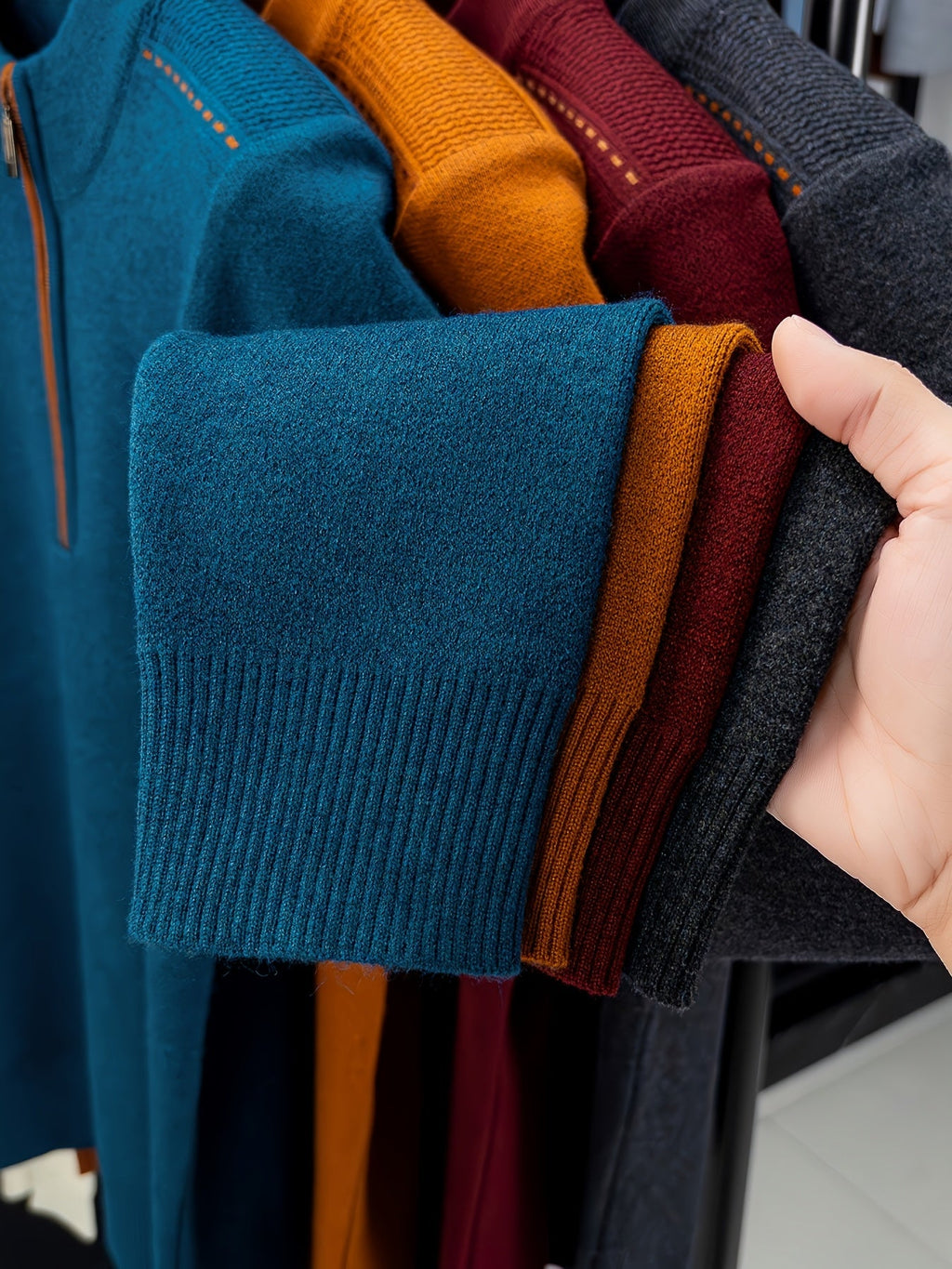 Men's Smart-Casual Knit Pullover with Half-Zip Neckline