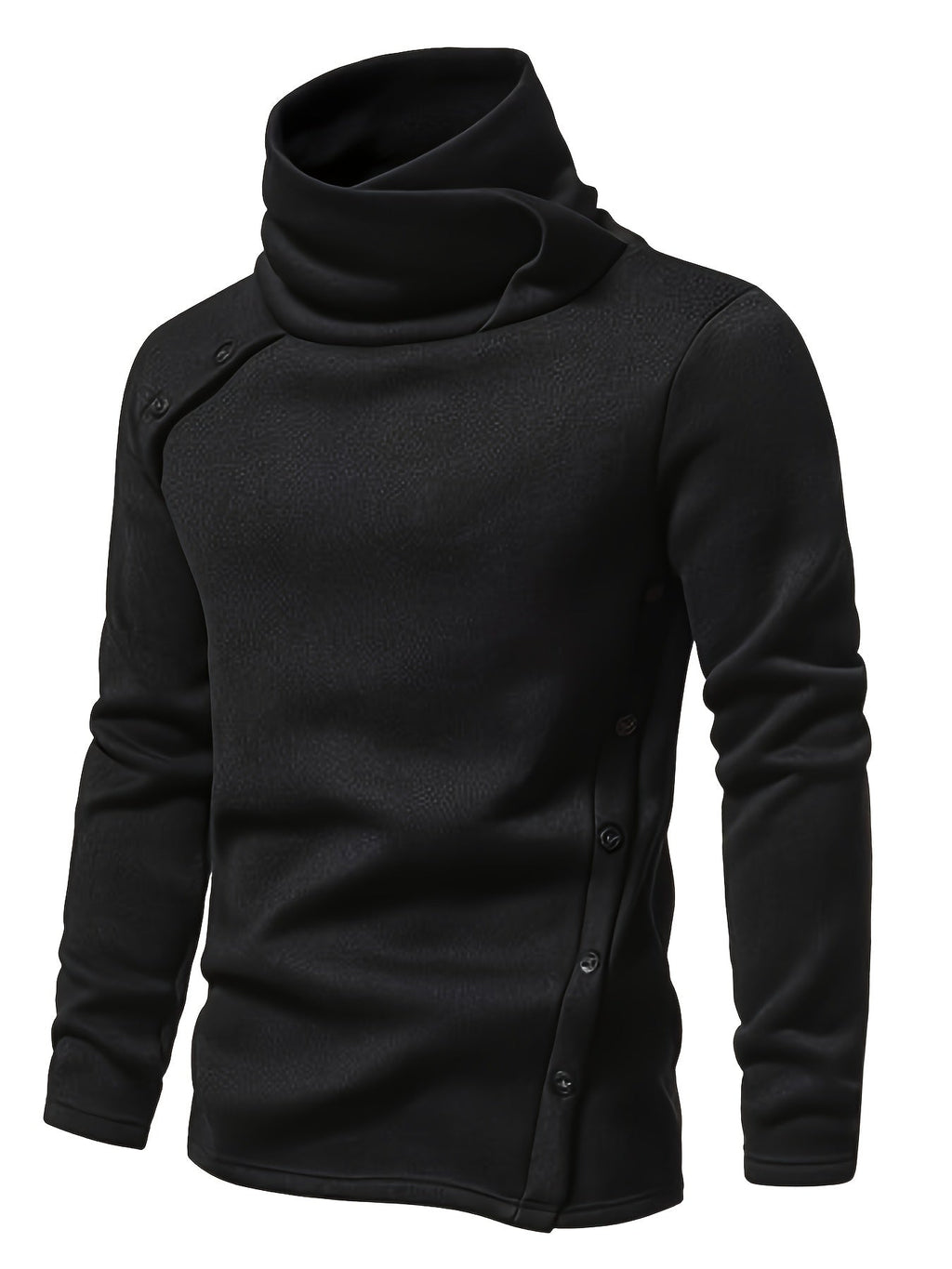 Women's Long Sleeve Draped Collar Sweater with Buttons