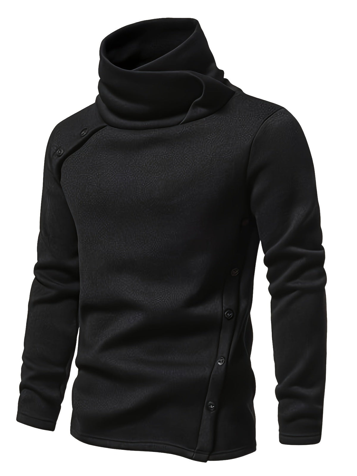 Women's Long Sleeve Draped Collar Sweater with Buttons