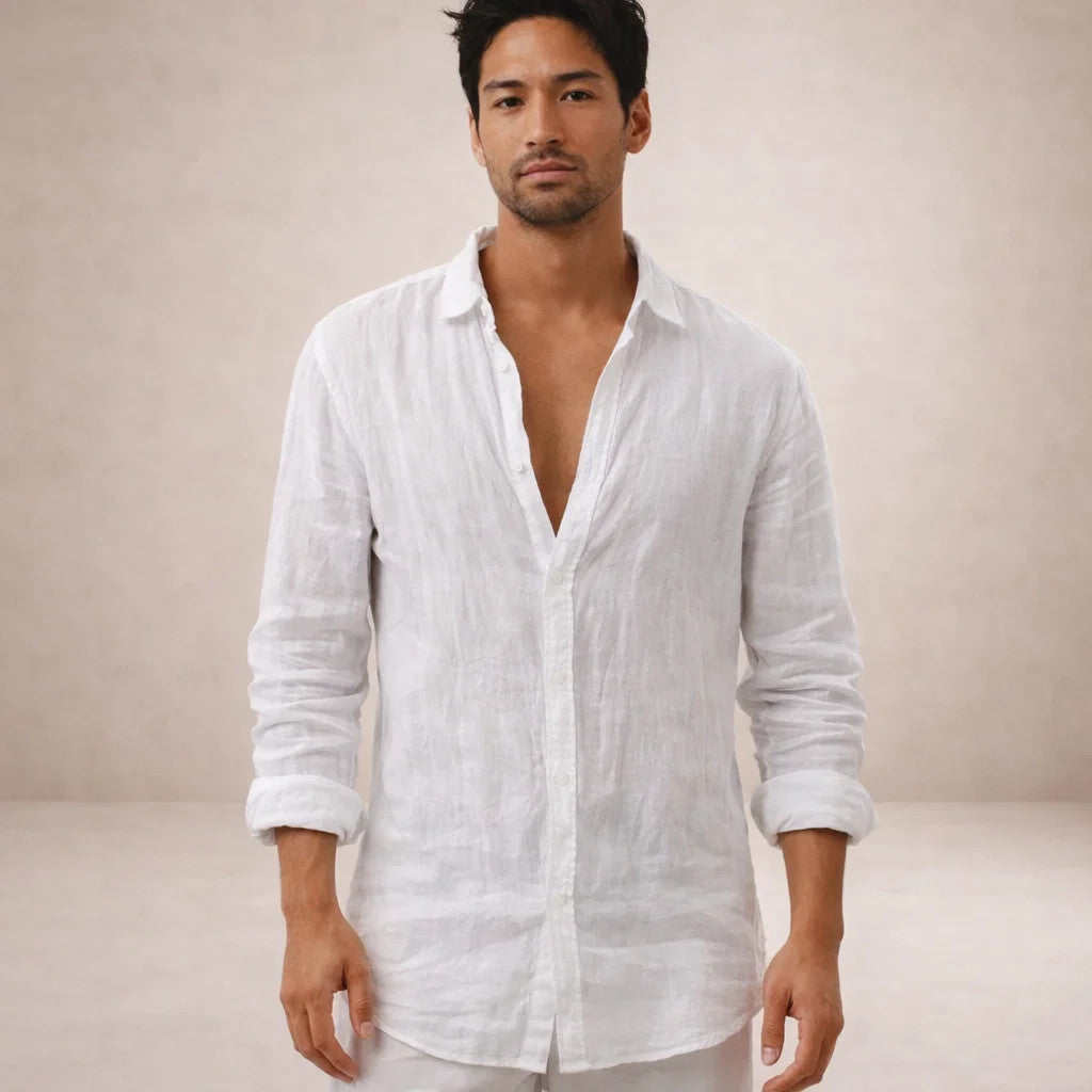 Men's Regular Fit Linen Button Down Casual Shirt