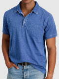 Men's Washed Finish Regular Fit Short Sleeve Polo Shirt