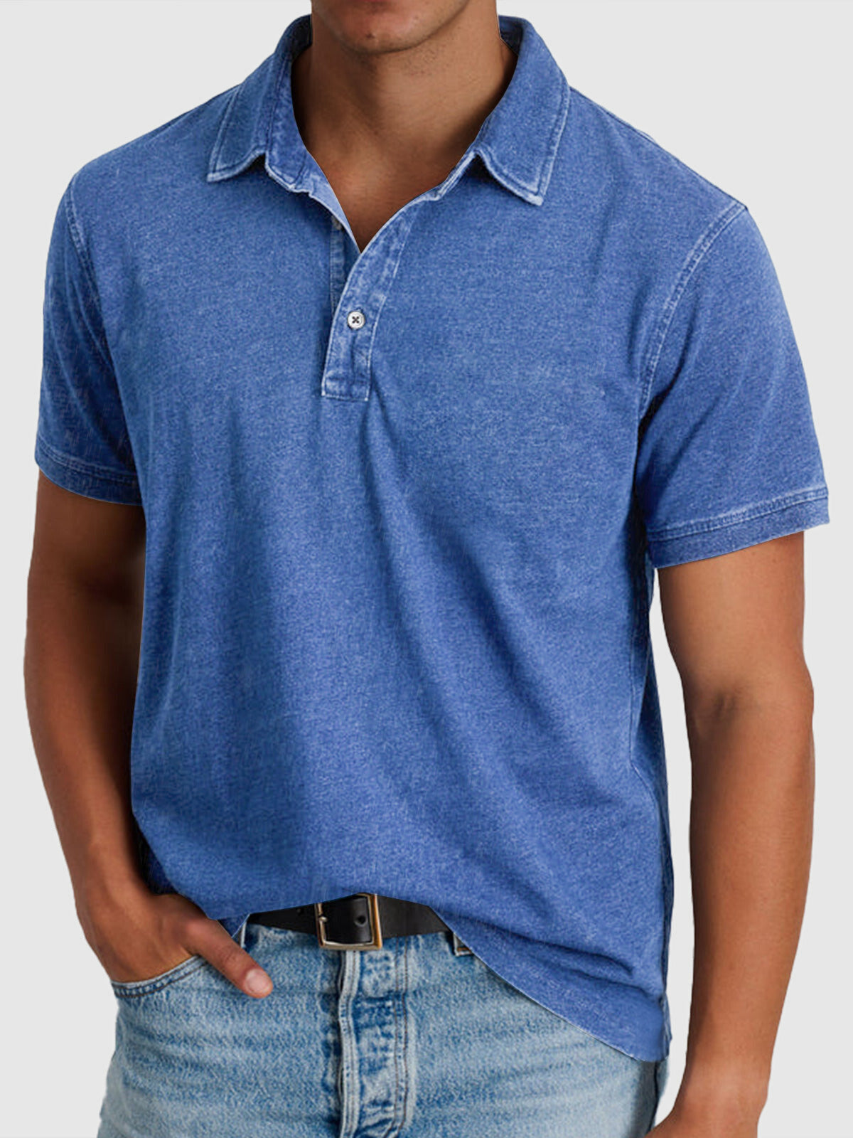 Men's Washed Finish Regular Fit Short Sleeve Polo Shirt