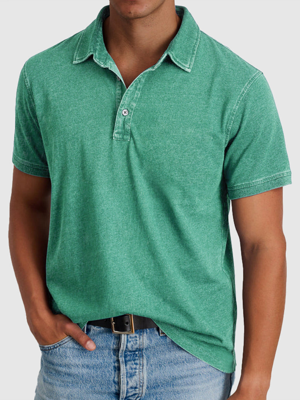 Men's Washed Finish Regular Fit Short Sleeve Polo Shirt
