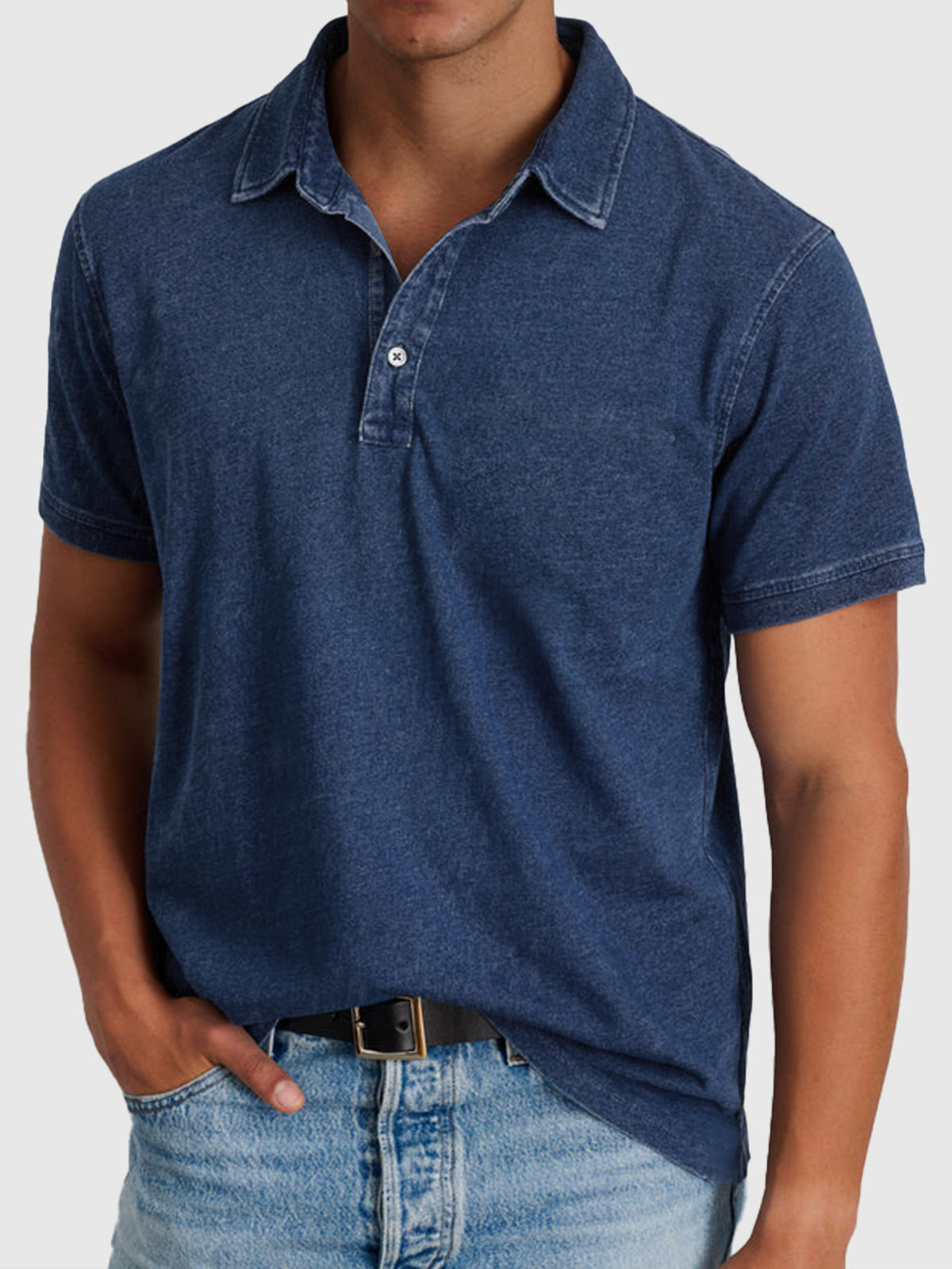 Men's Washed Finish Regular Fit Short Sleeve Polo Shirt