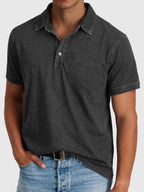 Men's Washed Finish Regular Fit Short Sleeve Polo Shirt