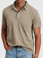 Men's Washed Finish Regular Fit Short Sleeve Polo Shirt