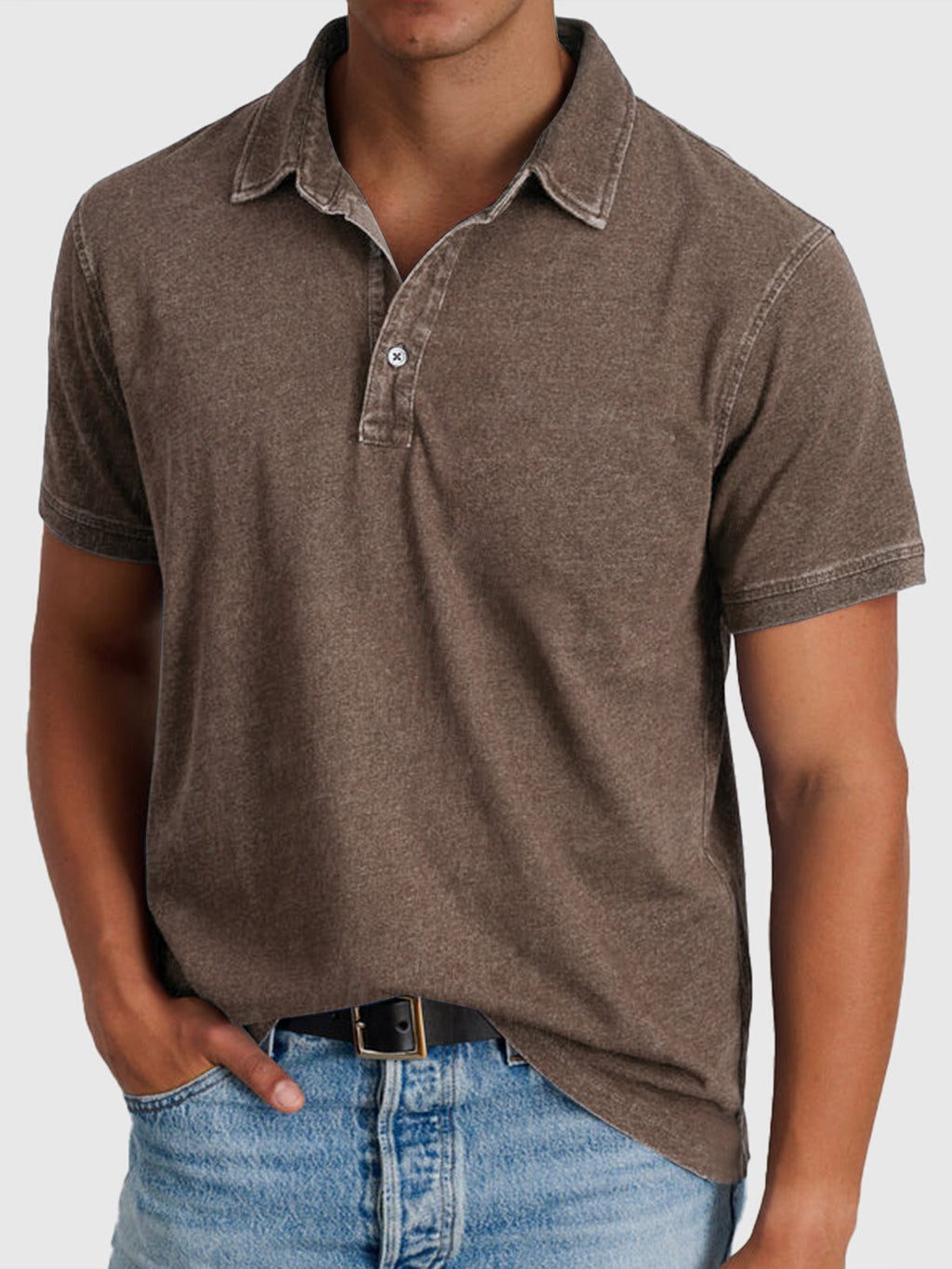 Men's Washed Finish Regular Fit Short Sleeve Polo Shirt