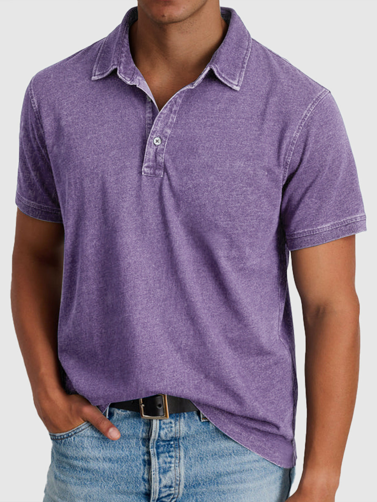 Men's Washed Finish Regular Fit Short Sleeve Polo Shirt
