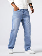 Men's Denim Jeans Straight Leg Washed Blue Everyday Fit