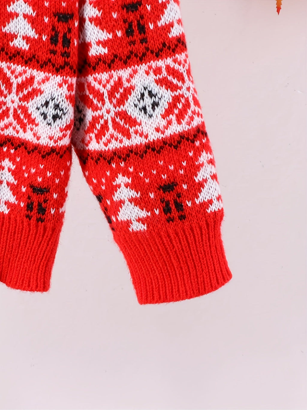 Women's Red Reindeer and Pine Tree Holiday Knit Sweater