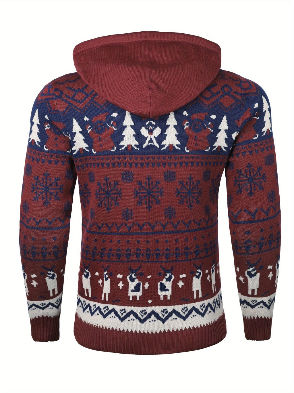 Women's Holiday Knit Hoodie Sweater with Reindeer Pattern