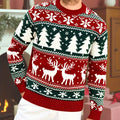 Women's Relaxed Holiday Knit Sweater for Family Gatherings - Red