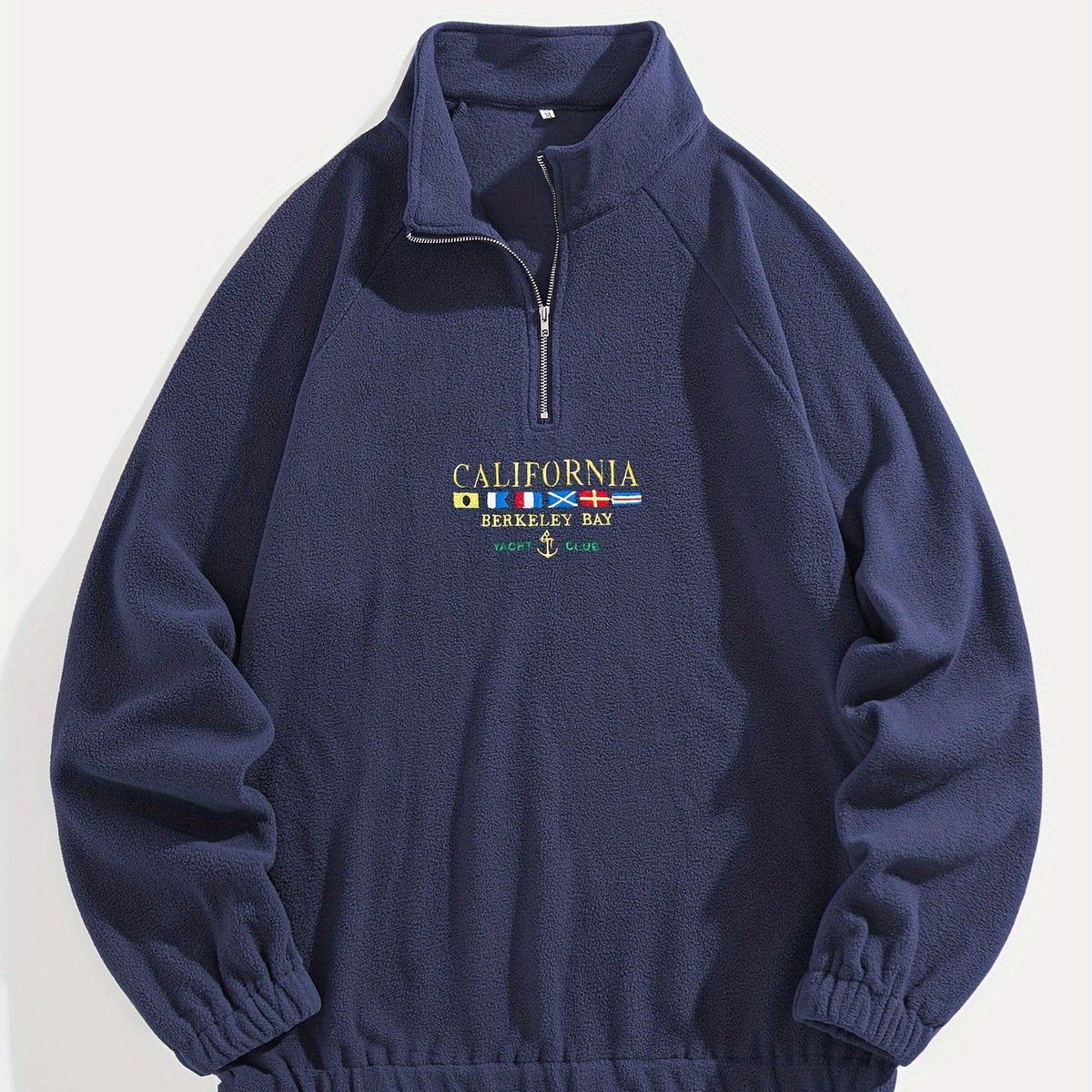 Women's Nautical Embroidery Brushed Quarter-Zip Pullover - Navy