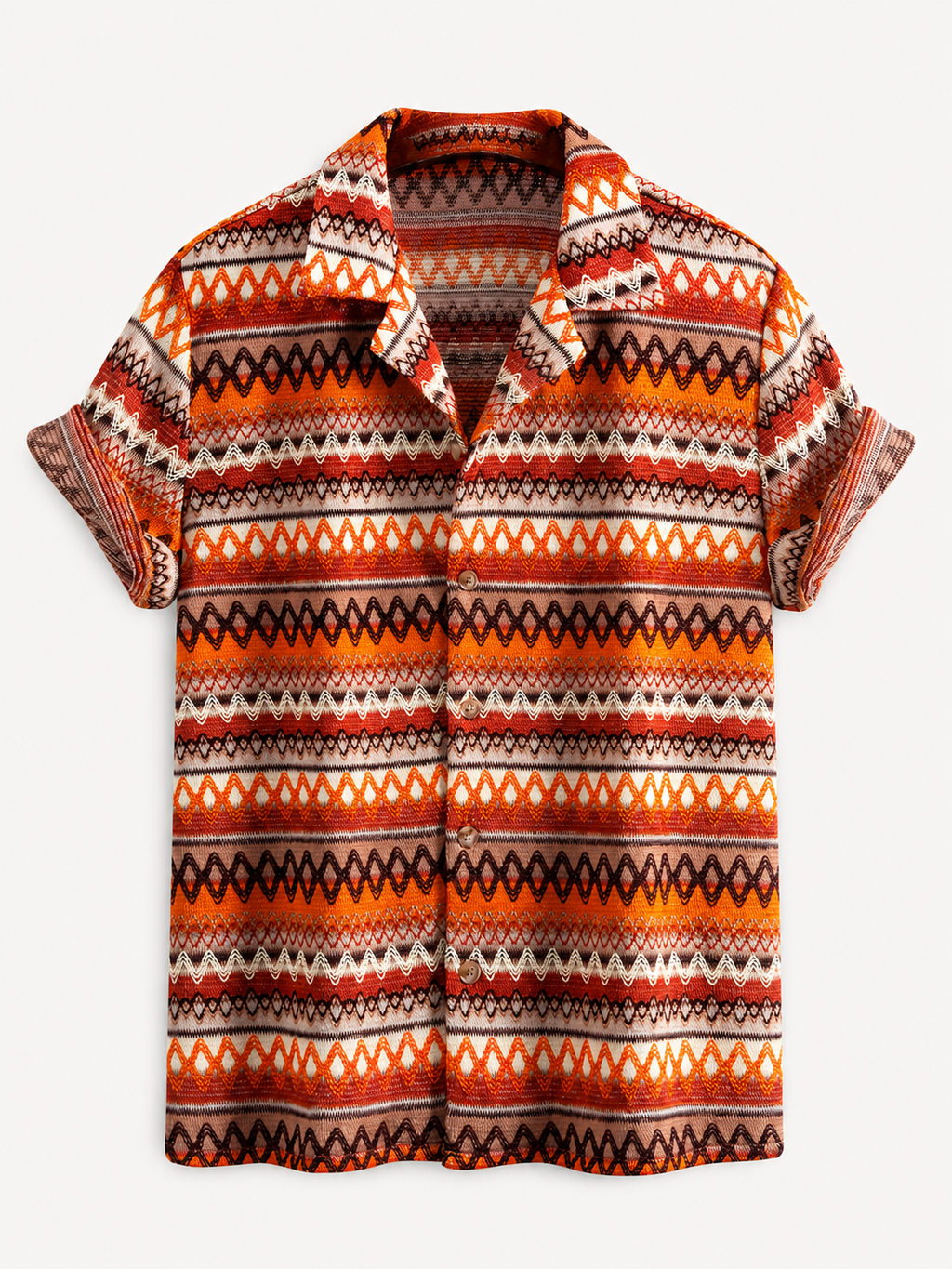 Men's Printed Cuban Shirt and Linen Blend Trousers Summer
