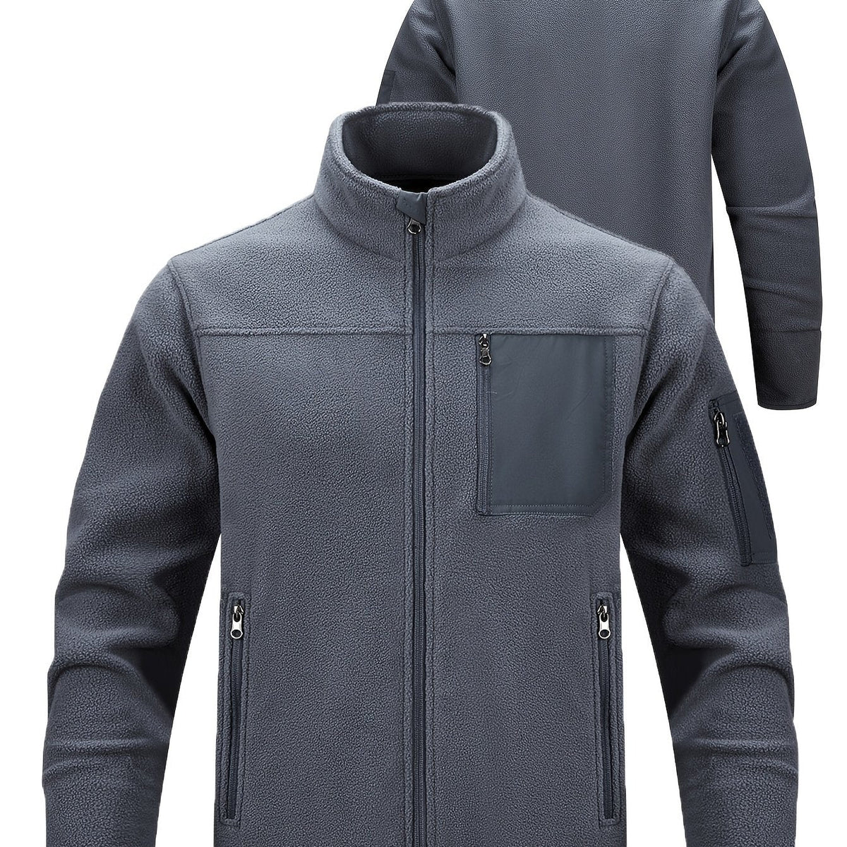 Women's Zip-Pocket Outdoor Jacket with Stand-Up Collar - Dark Gray