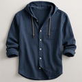 Men's Hooded Button Shirt Relaxed Lightweight Casual Overshirt
