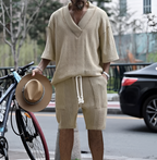 Men's Textured Oversized Co Ord Lounge Summer Shorts Set