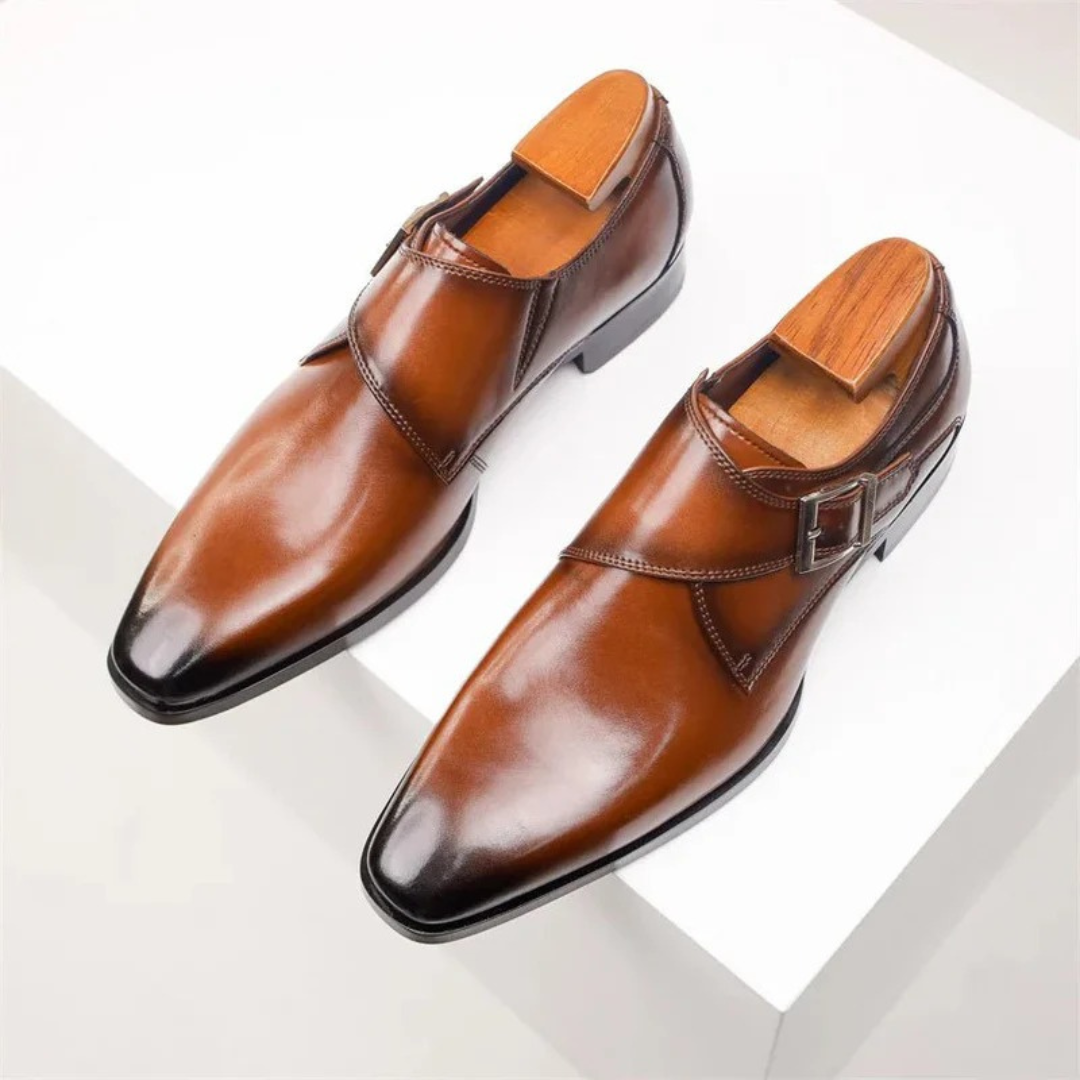 Men's Single Monk Strap Dress Shoes Buckled Formal Footwear