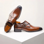Men's Single Monk Strap Dress Shoes Buckled Formal Footwear