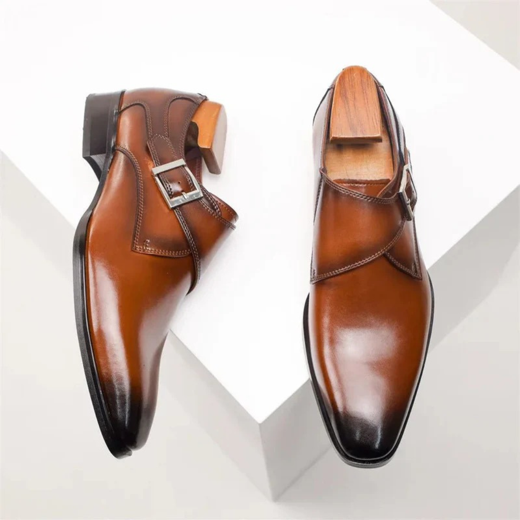 Men's Single Monk Strap Dress Shoes Buckled Formal Footwear