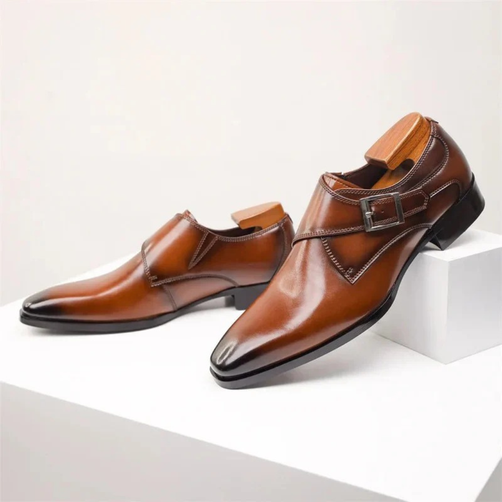 Men's Single Monk Strap Dress Shoes Buckled Formal Footwear