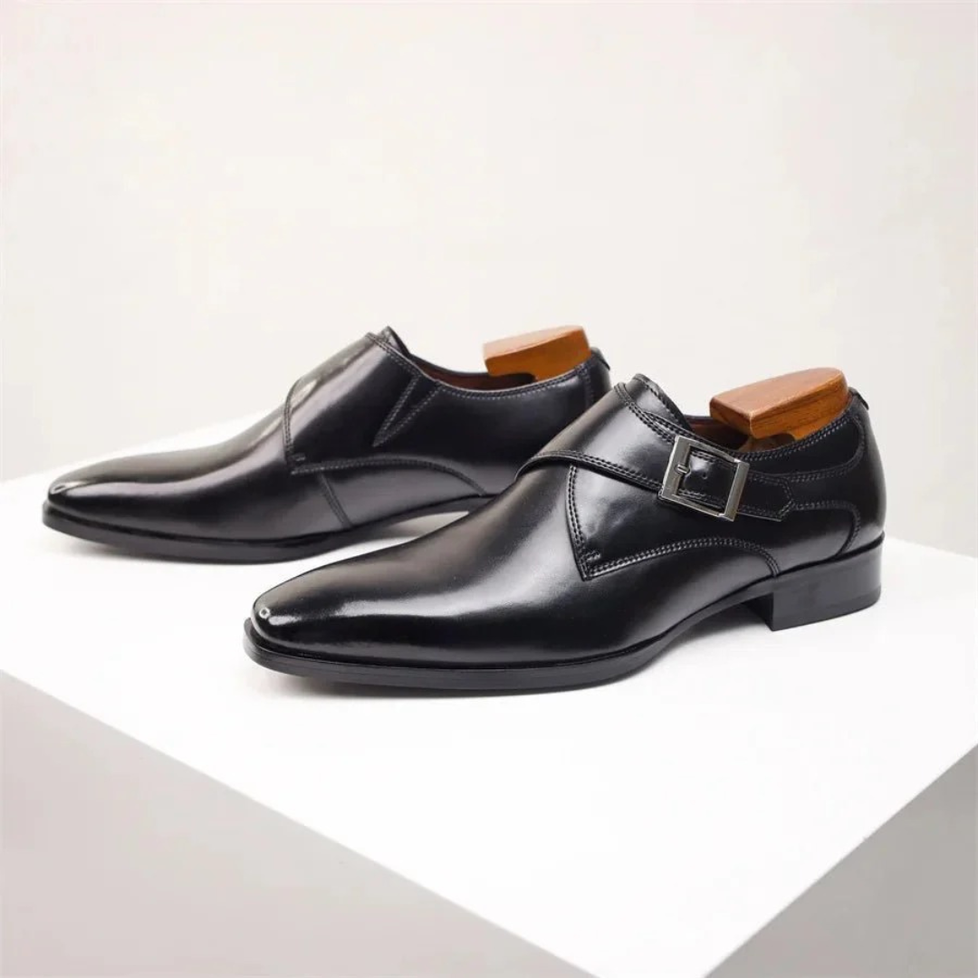Men's Single Monk Strap Dress Shoes Buckled Formal Footwear