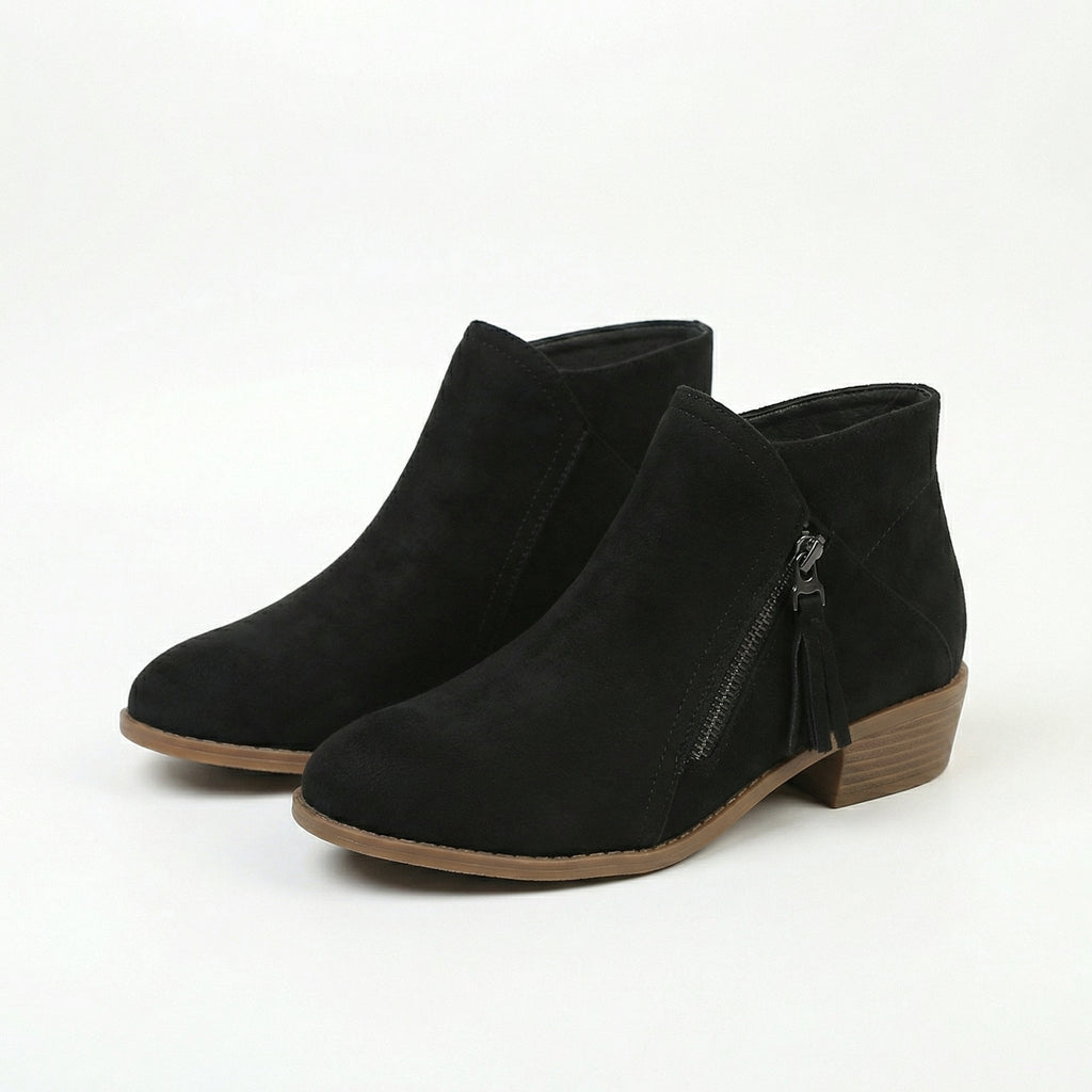Women's Ankle Boot with Tassel Zip Detail