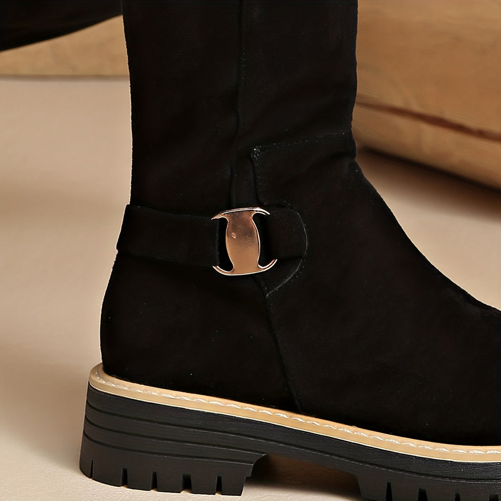 Women's Knee High Boots with Block Heel