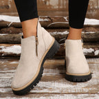 Women's Platform Ankle Boots with Side Zipper
