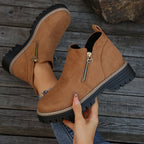 Women's Platform Ankle Boots with Side Zipper