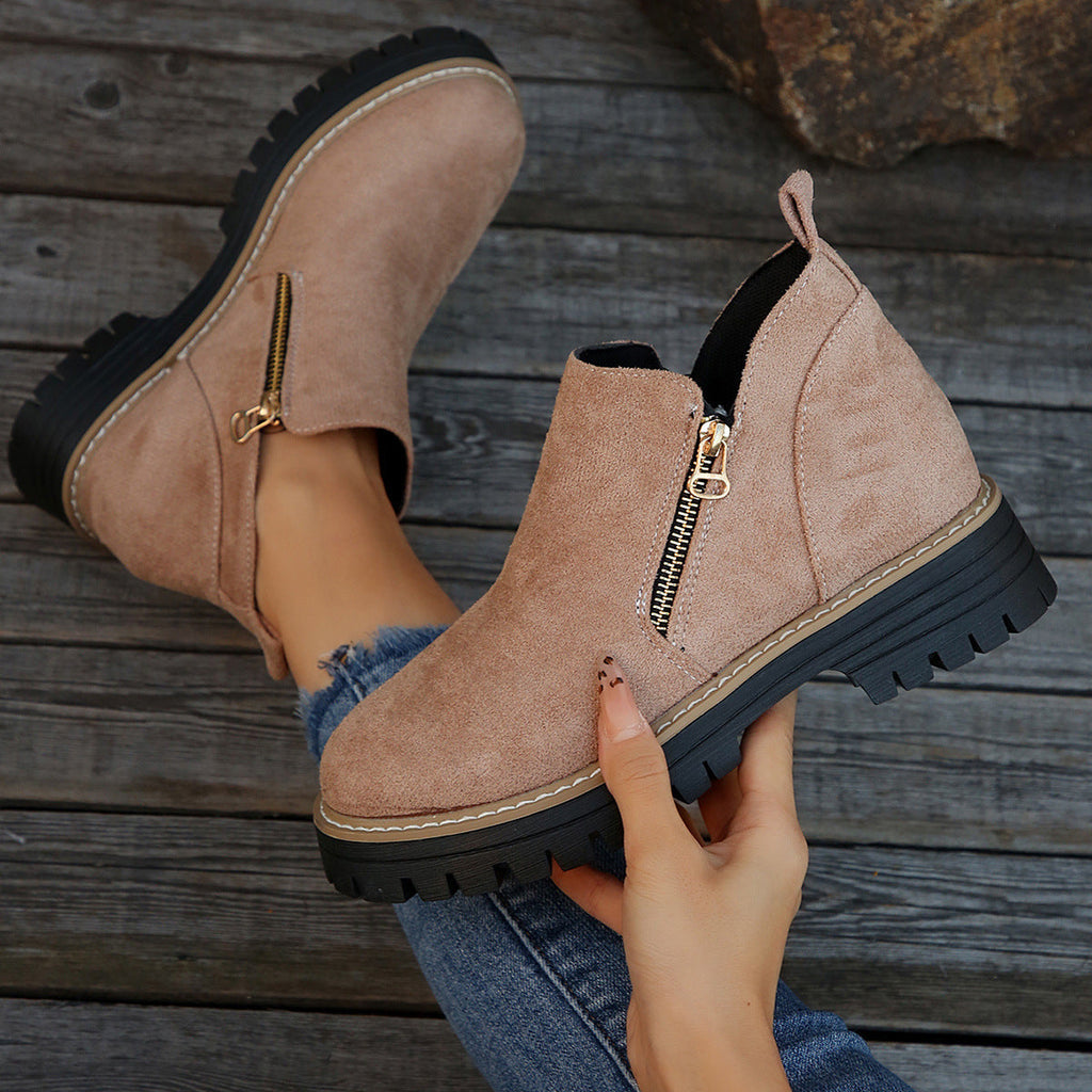 Women's Platform Ankle Boots with Side Zipper