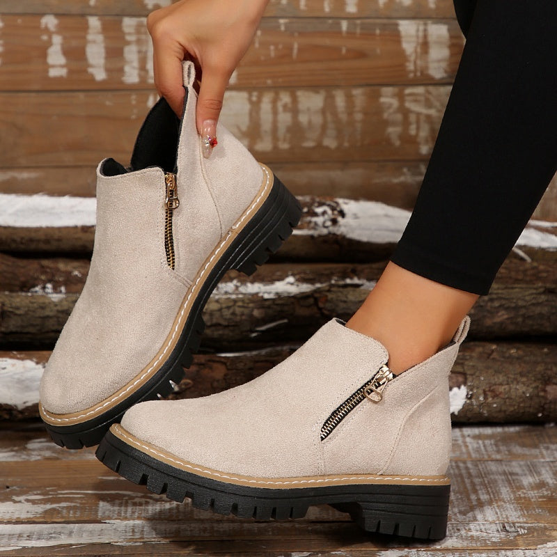 Women's Platform Ankle Boots with Side Zipper