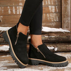 Women's Platform Ankle Boots with Side Zipper