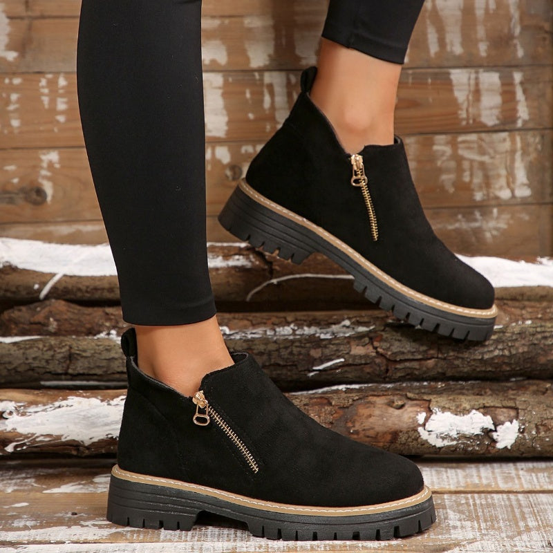 Women's Platform Ankle Boots with Side Zipper