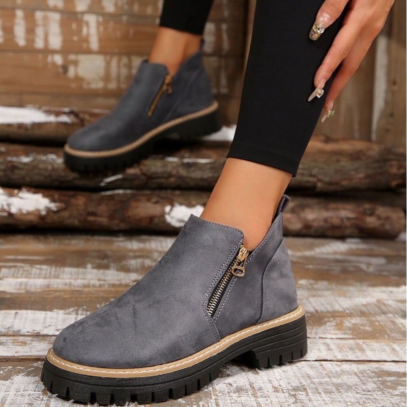 Women's Platform Ankle Boots with Side Zipper