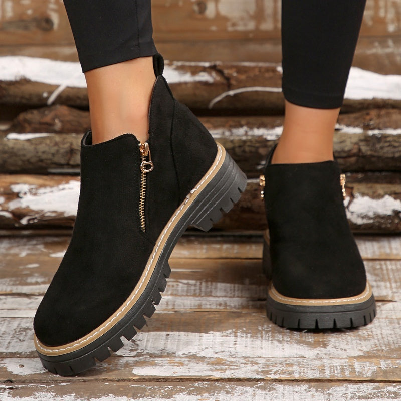 Women's Platform Ankle Boots with Side Zipper