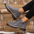 Women's Platform Ankle Boots with Side Zipper