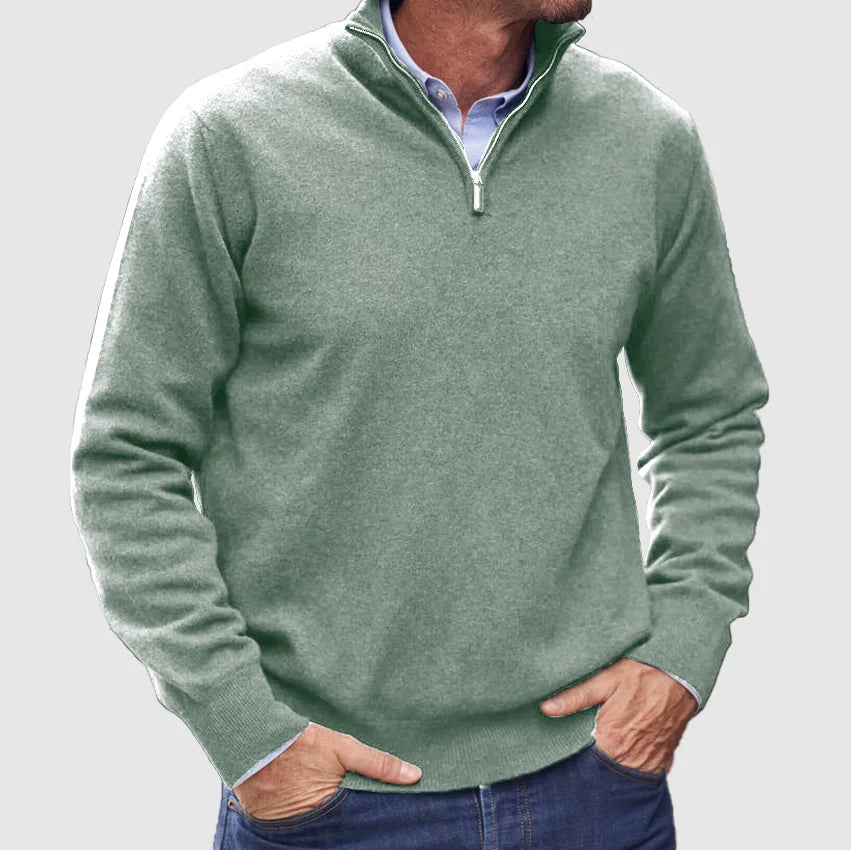 Men's Quarter Zip Sweater Refined Knit Layer for Smart