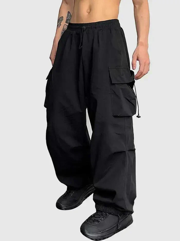 Men's Wide Leg Cargo Trousers Baggy Streetwear Pants