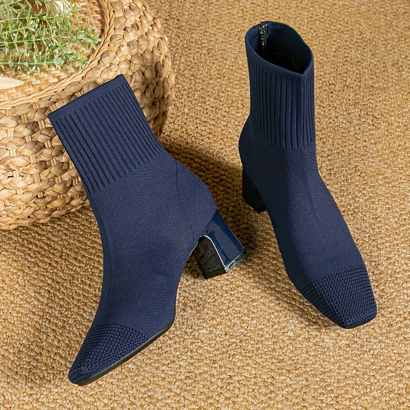 Women's Knit Ankle Boot with Block Heel