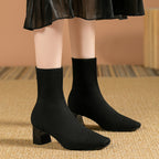 Women's Knit Ankle Boot with Block Heel