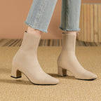 Women's Knit Ankle Boot with Block Heel