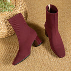 Women's Knit Ankle Boot with Block Heel