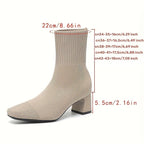 Women's Knit Ankle Boot with Block Heel
