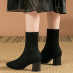 Women's Knit Ankle Boot with Block Heel