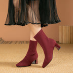Women's Knit Ankle Boot with Block Heel