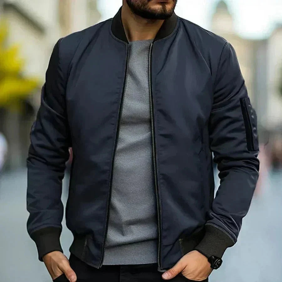 Men's Lightweight Bomber Jacket Sporty Zip Up Layer