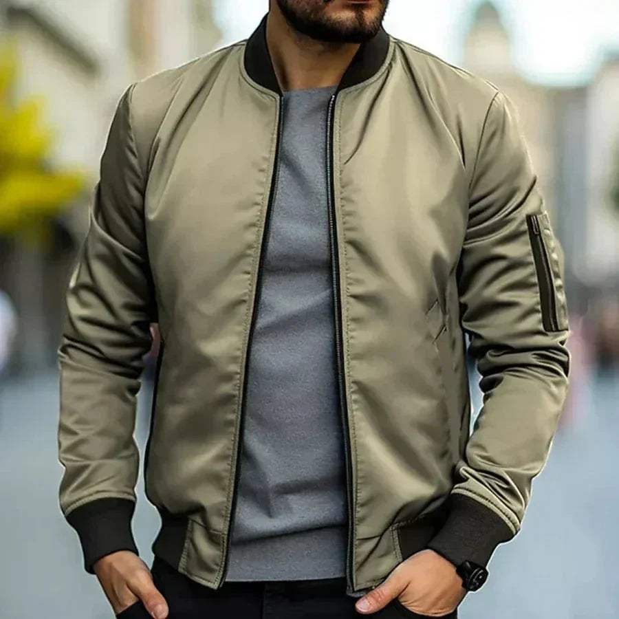 Men's Lightweight Bomber Jacket Sporty Zip Up Layer
