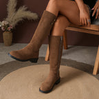 Women's Knee High Boots with Gold Button Detail